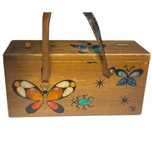 Vintage Enid Collins 1960s Glitterbugs Wooden Box Bag Purse Handbag Damaged Read